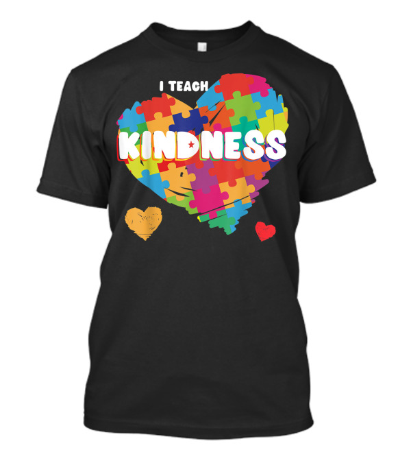 I Teach Kindness Autism Support Heart Puzzle T-Shirt