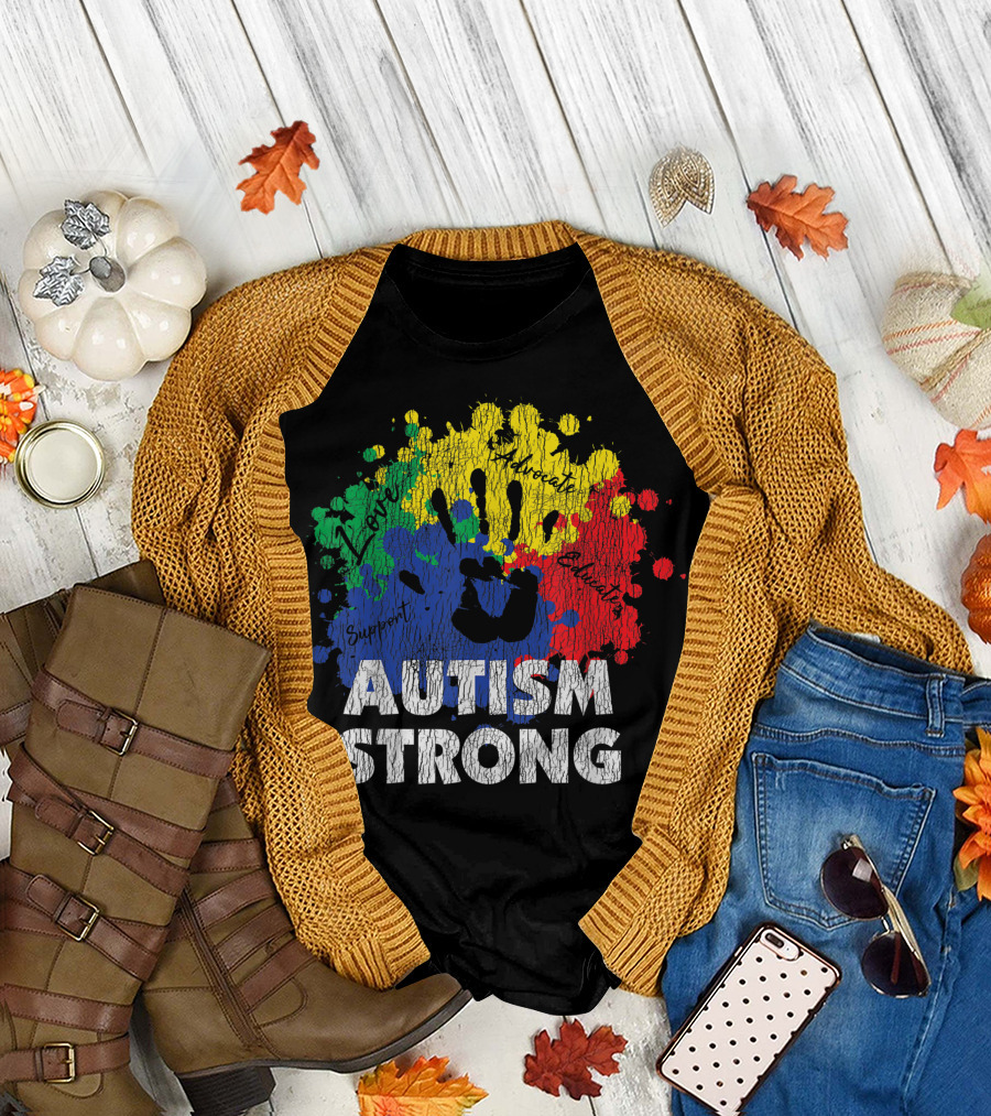 Autism Strong Love Advocate Support Autistic Kids Awareness Vintage T-Shirt