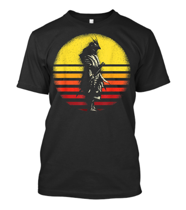 Vintage Samurai Warrior Bushido Japan 80s Style Retro Sunset Anime T-Shirt