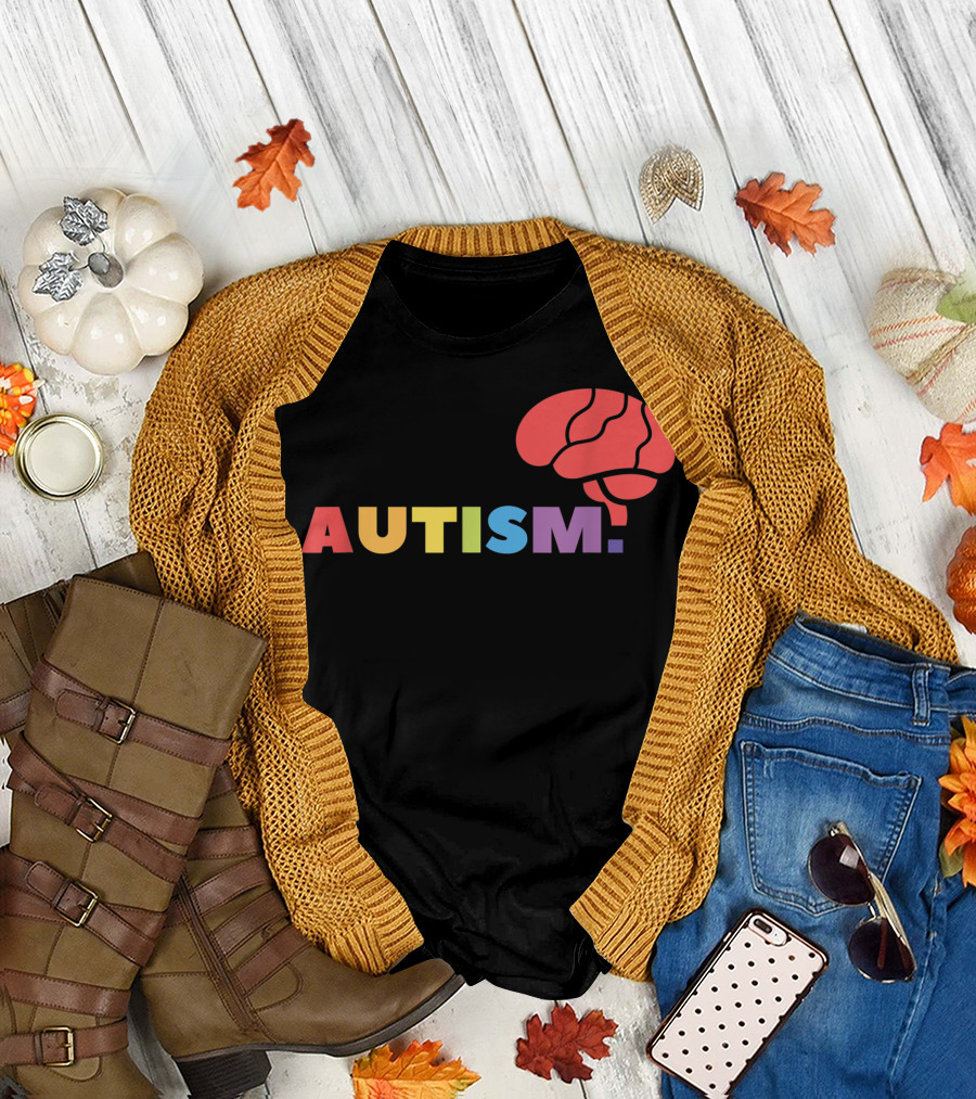 Autism Awareness Acceptance Colorful Brain T-Shirt