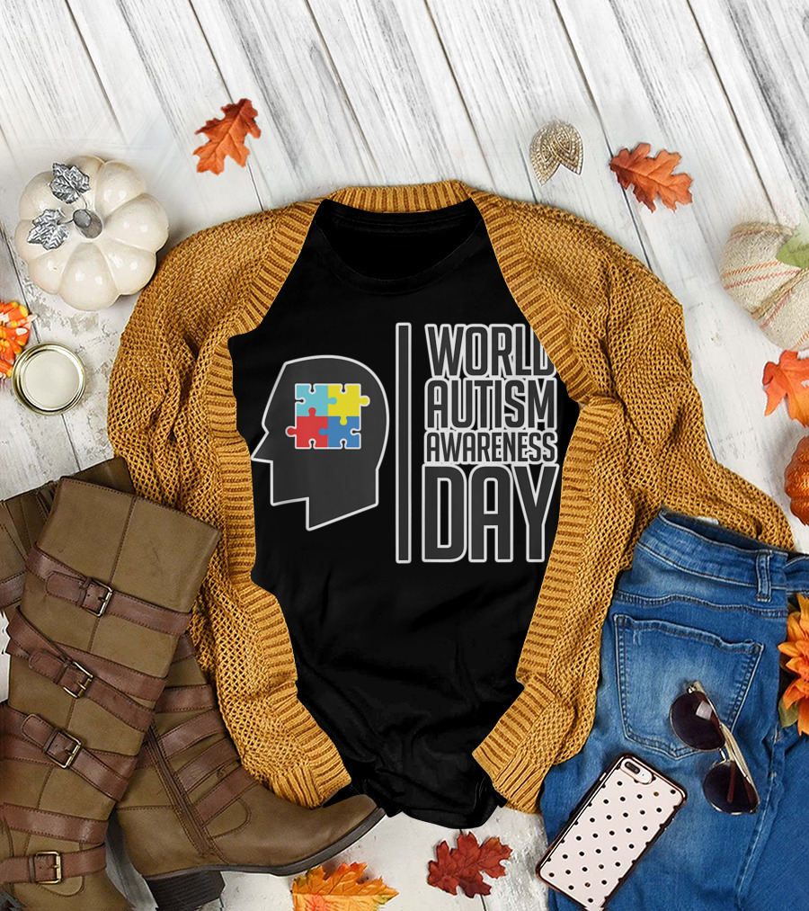 World Autism Day Autism Awareness Advocacy Puzzle Head T-Shirt
