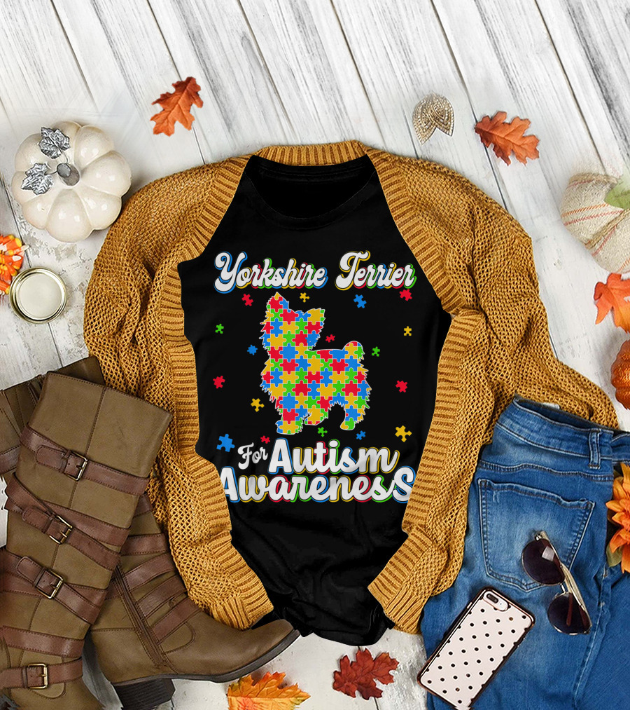 Yorkshire Terrier for Autism Awareness Dog Dad T-Shirt