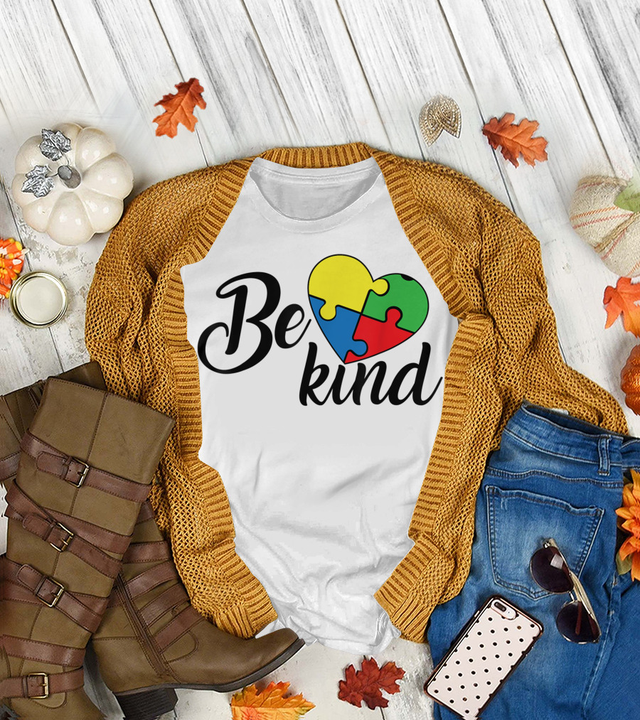 Be Kind Puzzle Heart Autism Support Family Matching T-Shirt