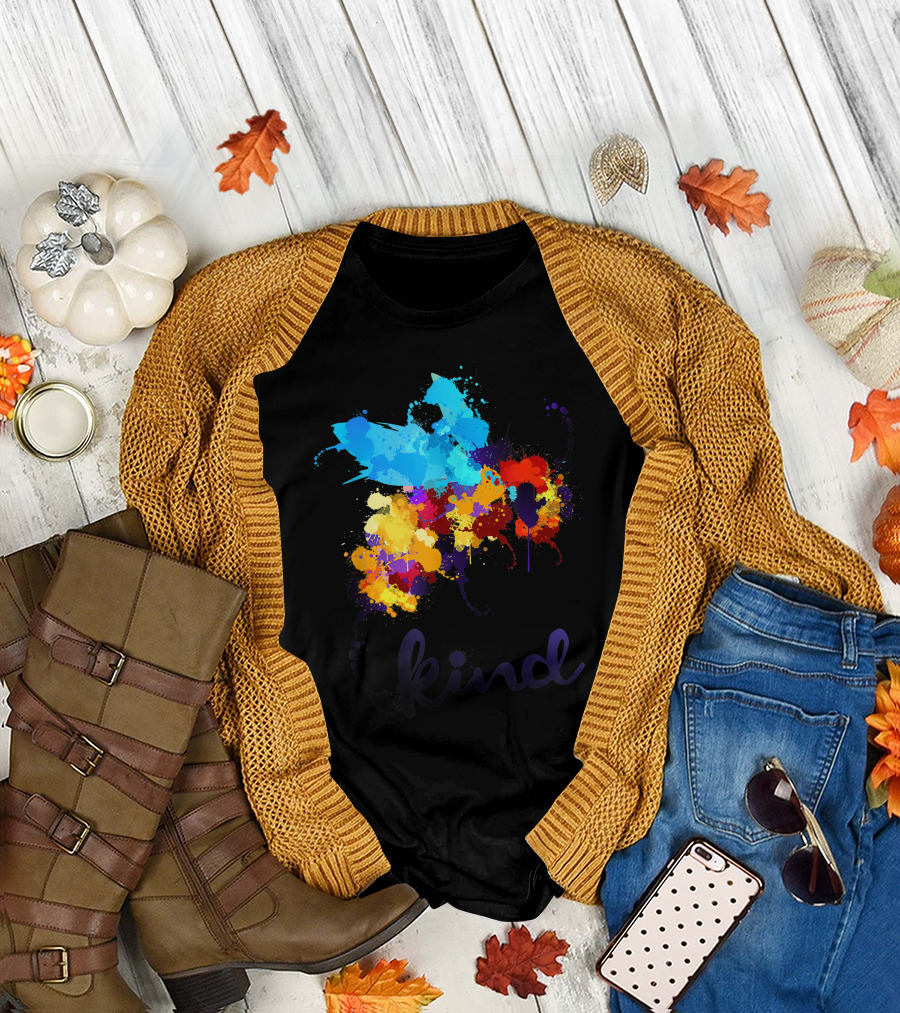 Bee Kind Colorful Paint Splatter Anti Bullying Awareness T-Shirt