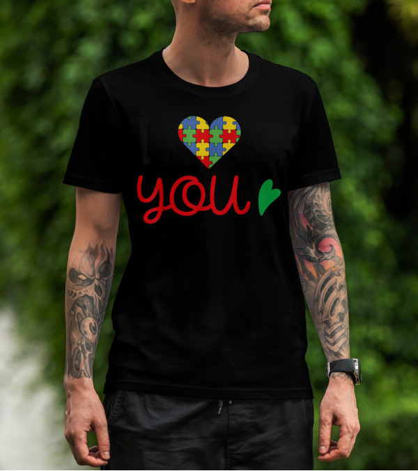 I Love You Puzzle Heart Autism Support Matching Family Group T-Shirt