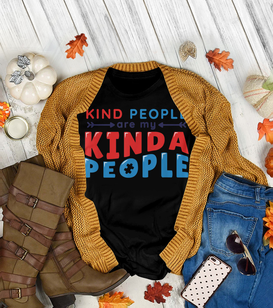 Kind People Are My Kinda People Autism Awareness Puzzle Piece T-Shirt