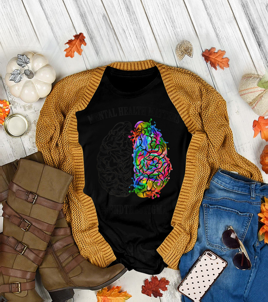 Mental Health Matters Colorful Brain #EndTheStigma T-Shirt
