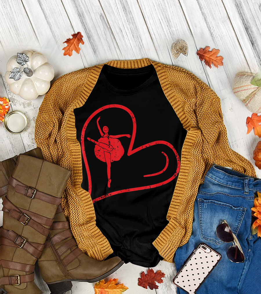 Ballerina Valentine Heart Love Ballet T-Shirt