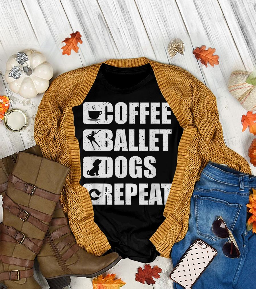 Coffee Ballet Dogs Repeat T-Shirt