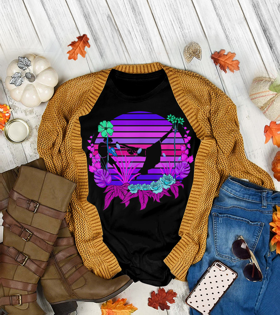 Couples Ballet Vaporwave Sunset Dance Synthwave Floral T-Shirt