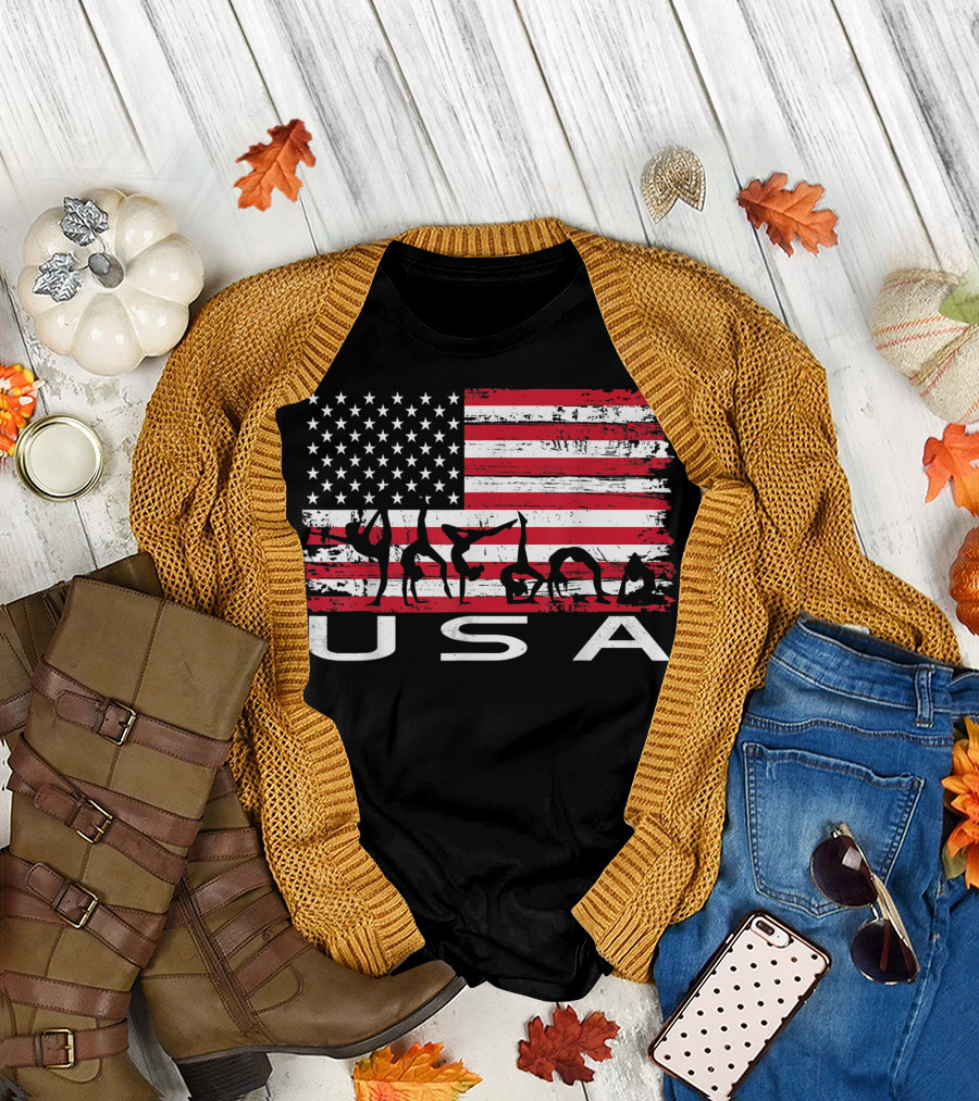 USA Gymnastics Vintage American Flag T-Shirt