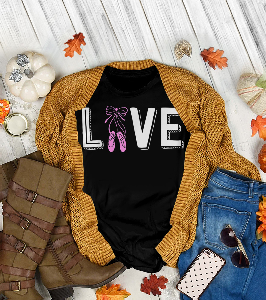 Love Ballet Shoes Girls Women Ballerina Dance T-Shirt