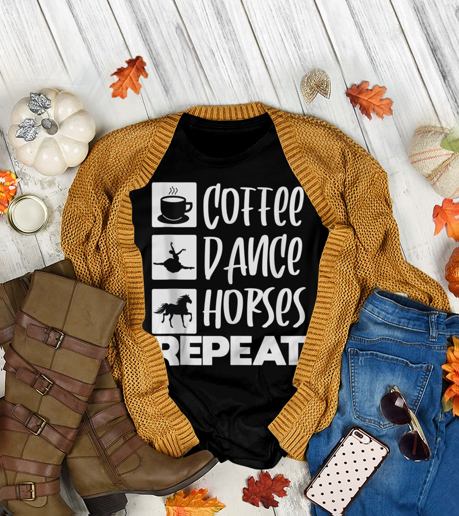 Coffee Dance Horses Repeat Ballet Recital Teacher Mens T-Shirt