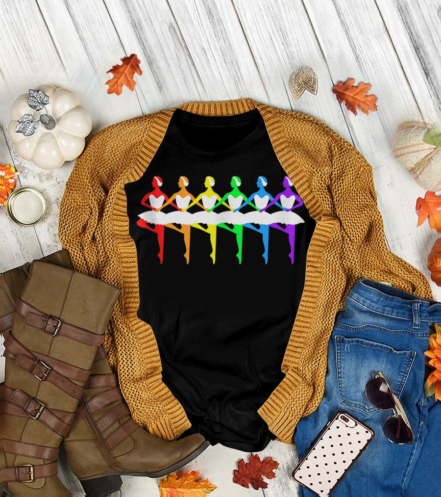 Swan Lake Rainbow Ballet Dancers Men's Themes T-Shirt