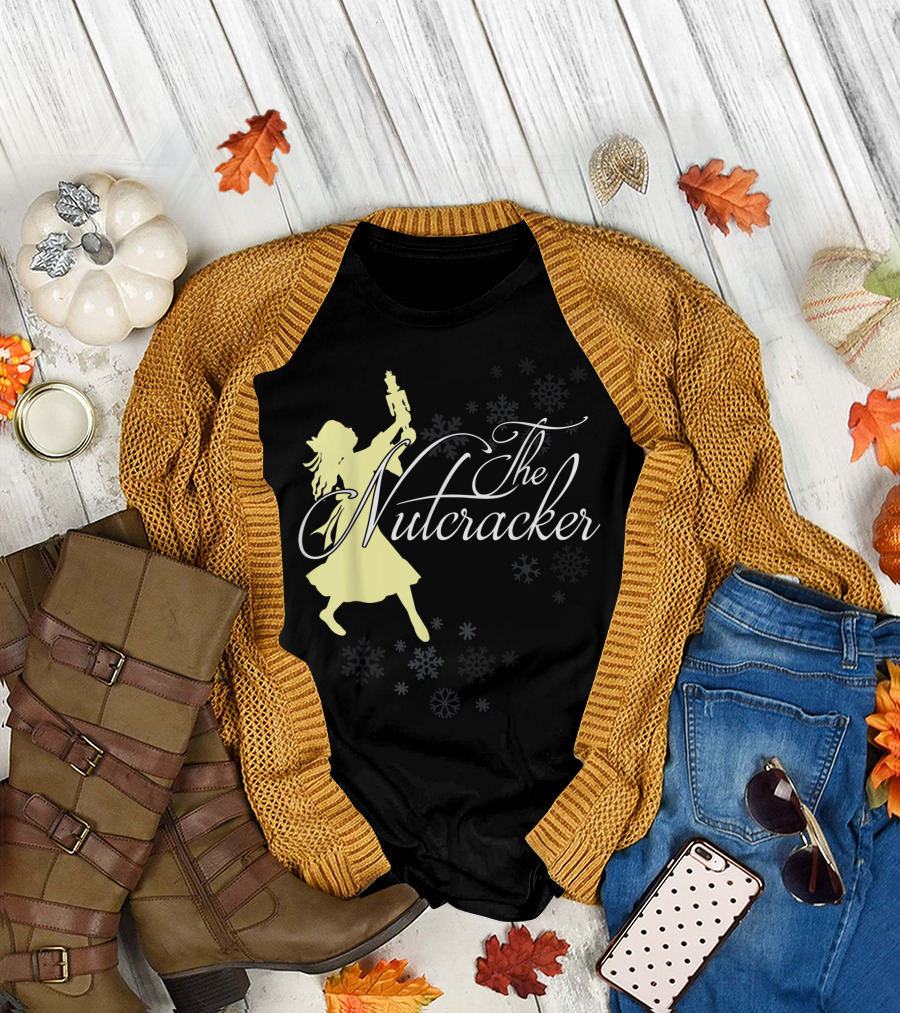The Nutcracker Ballet Ballerina Silhouette Snowflakes T-Shirt