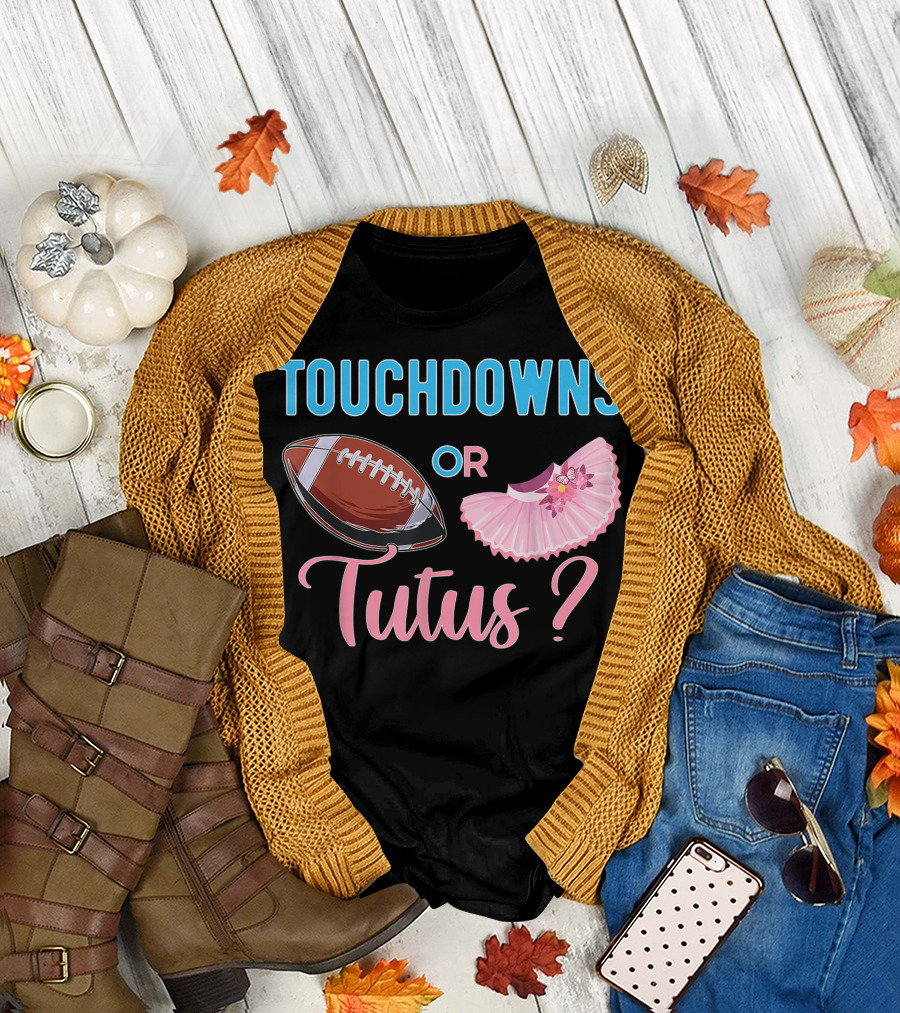 Touchdowns or Tutus? Gender Reveal Party Baby Shower T-Shirt