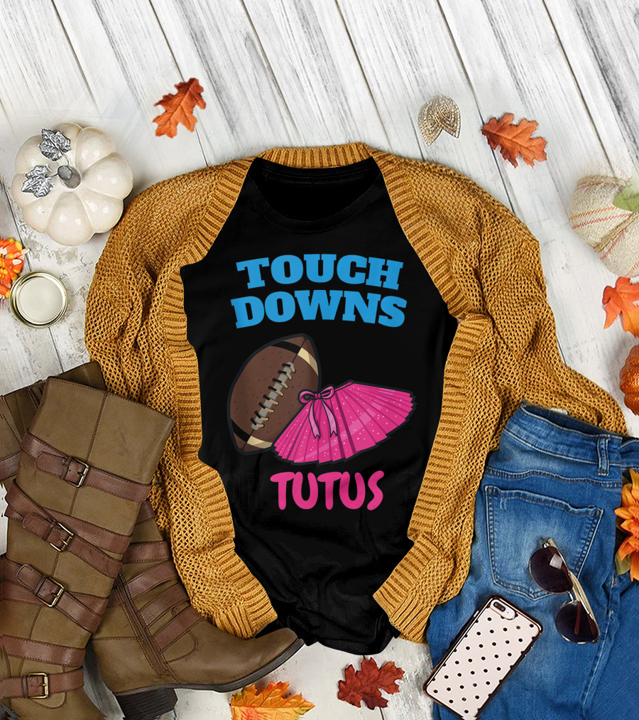 Touchdowns Or Tutus Gender Reveal Football Ballet Party T-Shirt