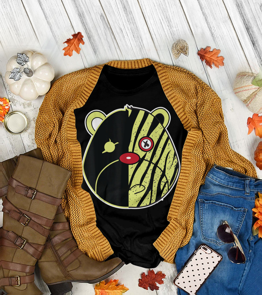 Bear Half-Face Stripes Boost 350 Semi Frozen Yellow T-Shirt