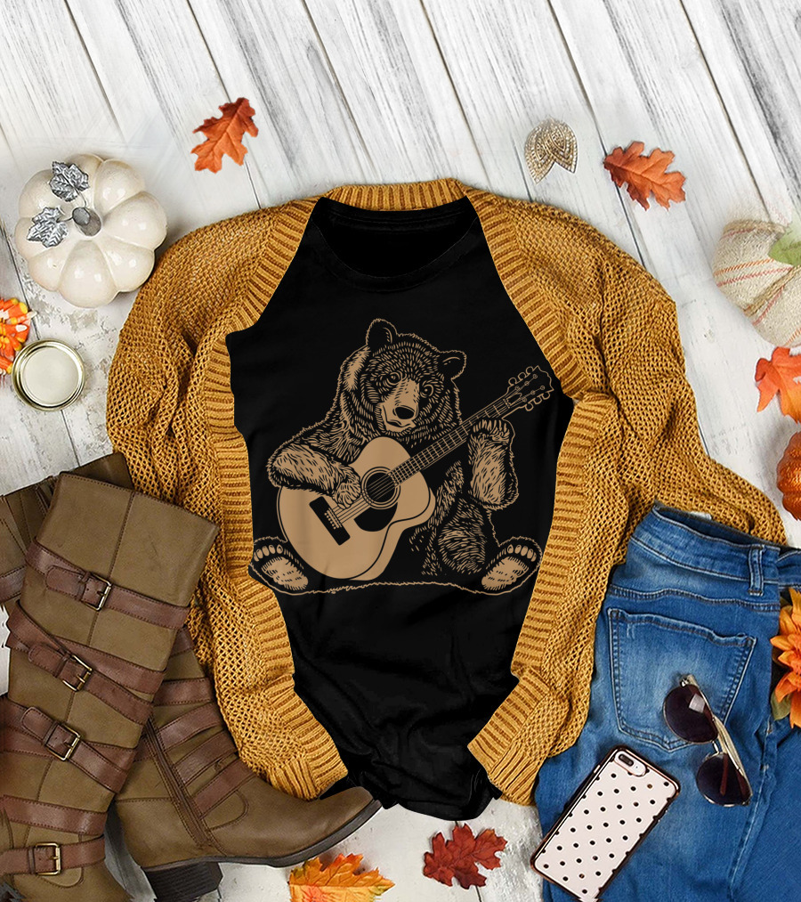 Bear Playing Guitar Rock Panda Bears Guitarist T-Shirt