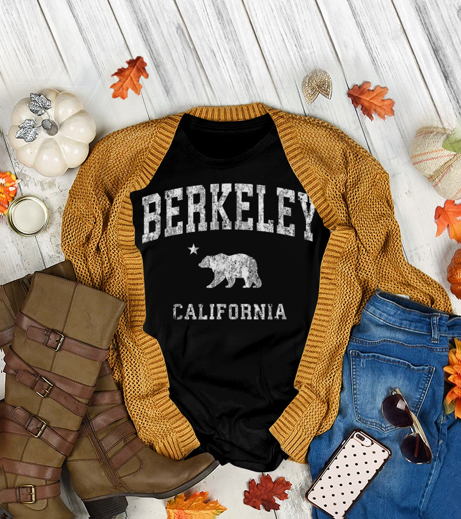 Berkeley California Vintage Distressed Bear Star T-Shirt