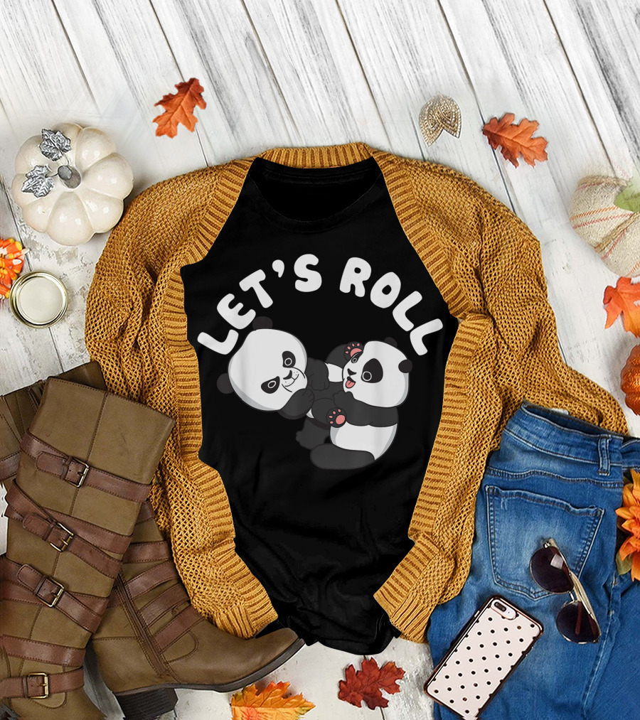 Let's Roll BJJ Brazilian Jiu-Jitsu Panda Bear Playful Grappling T-Shirt
