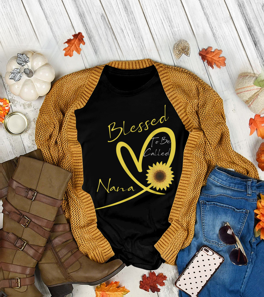 Blessed To Be Called Nana Sunflower Heart T-Shirt