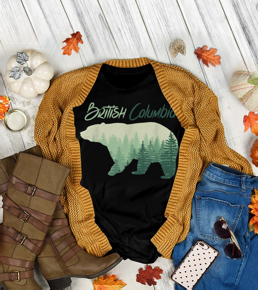 British Columbia Bear Forest Silhouette Canada Nature T-Shirt