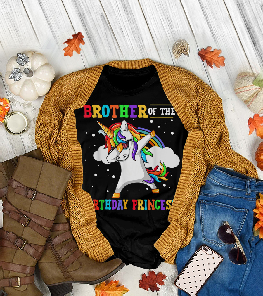 Brother Of The Birthday Princess Unicorn Rainbow Dabbing T-Shirt