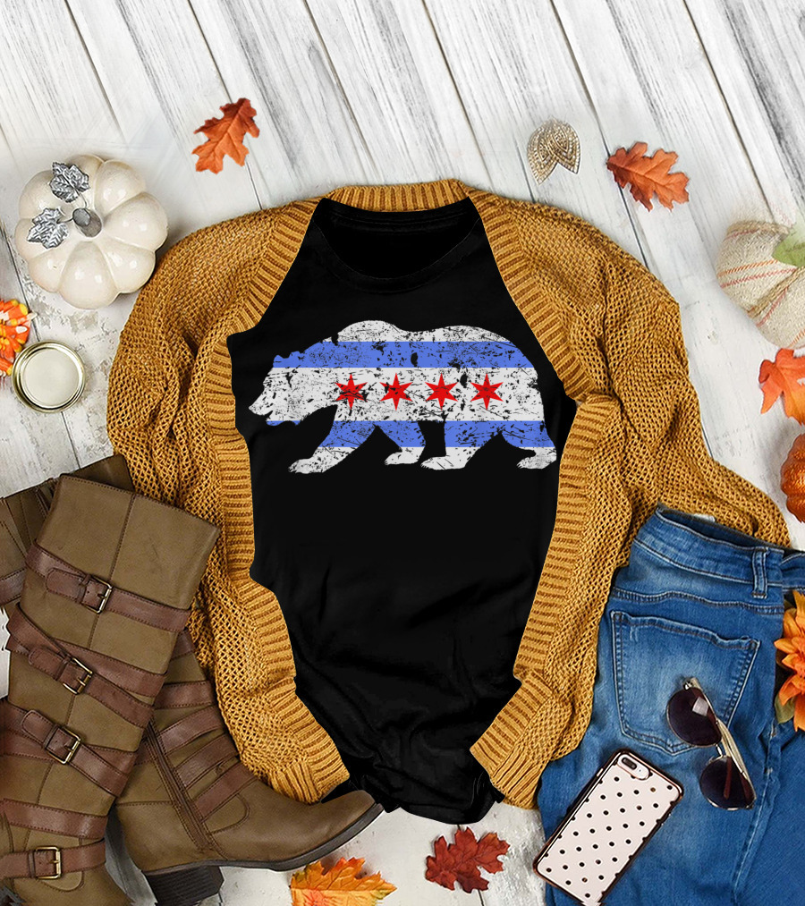 Chicago Flag Bear T-Shirt