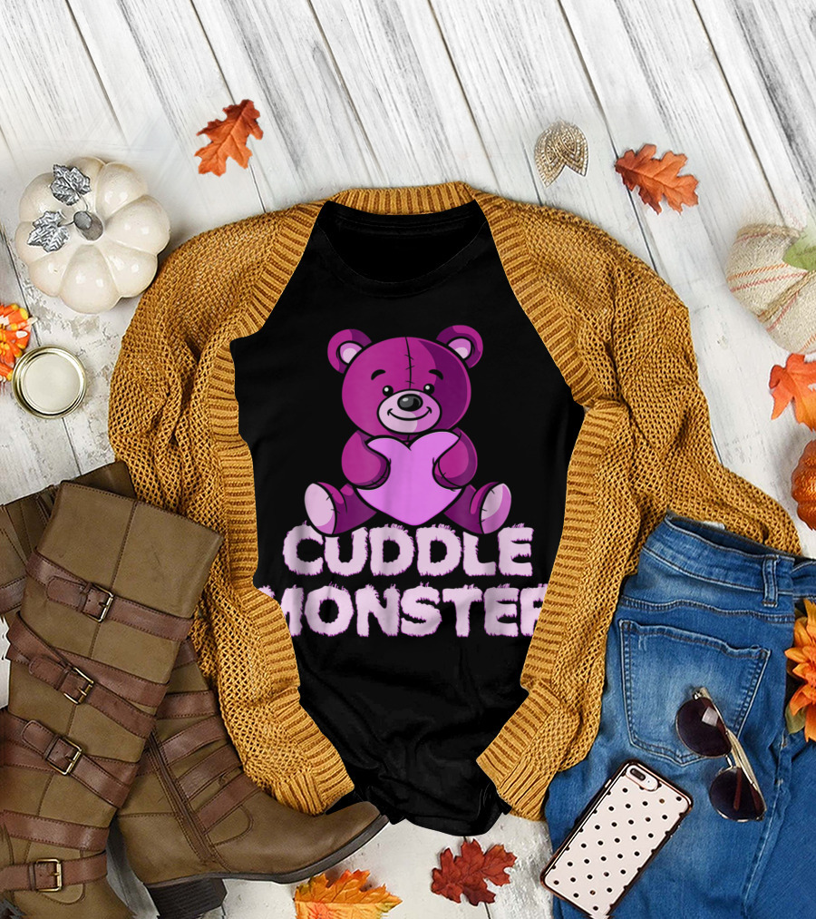 Cuddle Monster Adorable Teddy Bear Holding Heart T-Shirt