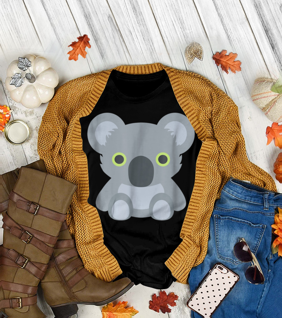 Cute Baby Koala Emoji Cartoon Bear with Big Eyes T-Shirt