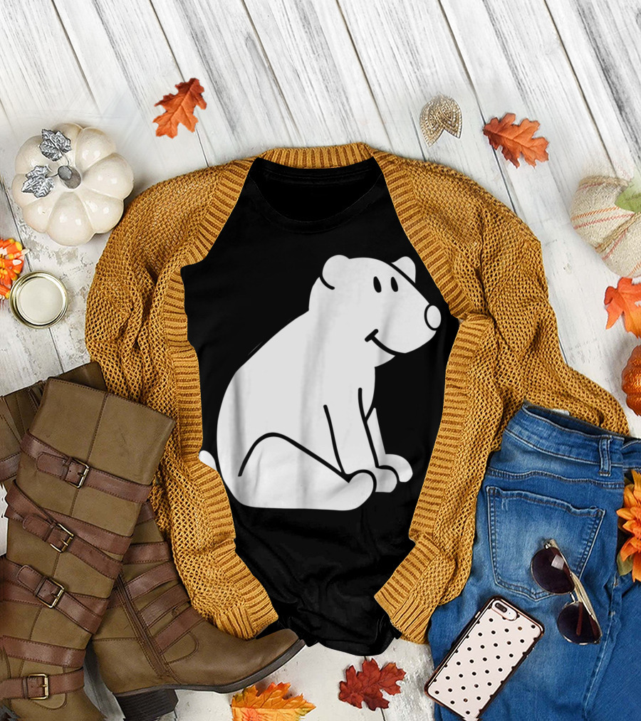 Cute Polar Bear Sitting Drawing T-Shirt