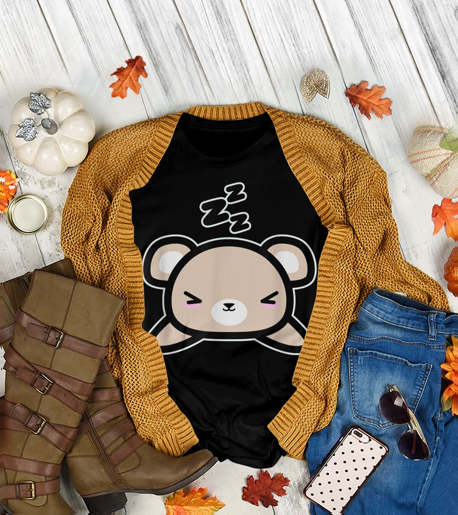 Kawaii Sleeping Bear with ZZZ Bubbles in Cute T-Shirt