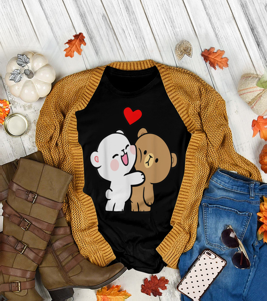 Teddy Bear Hug Love Heart Valentines Mocha Milk Lover T-Shirt