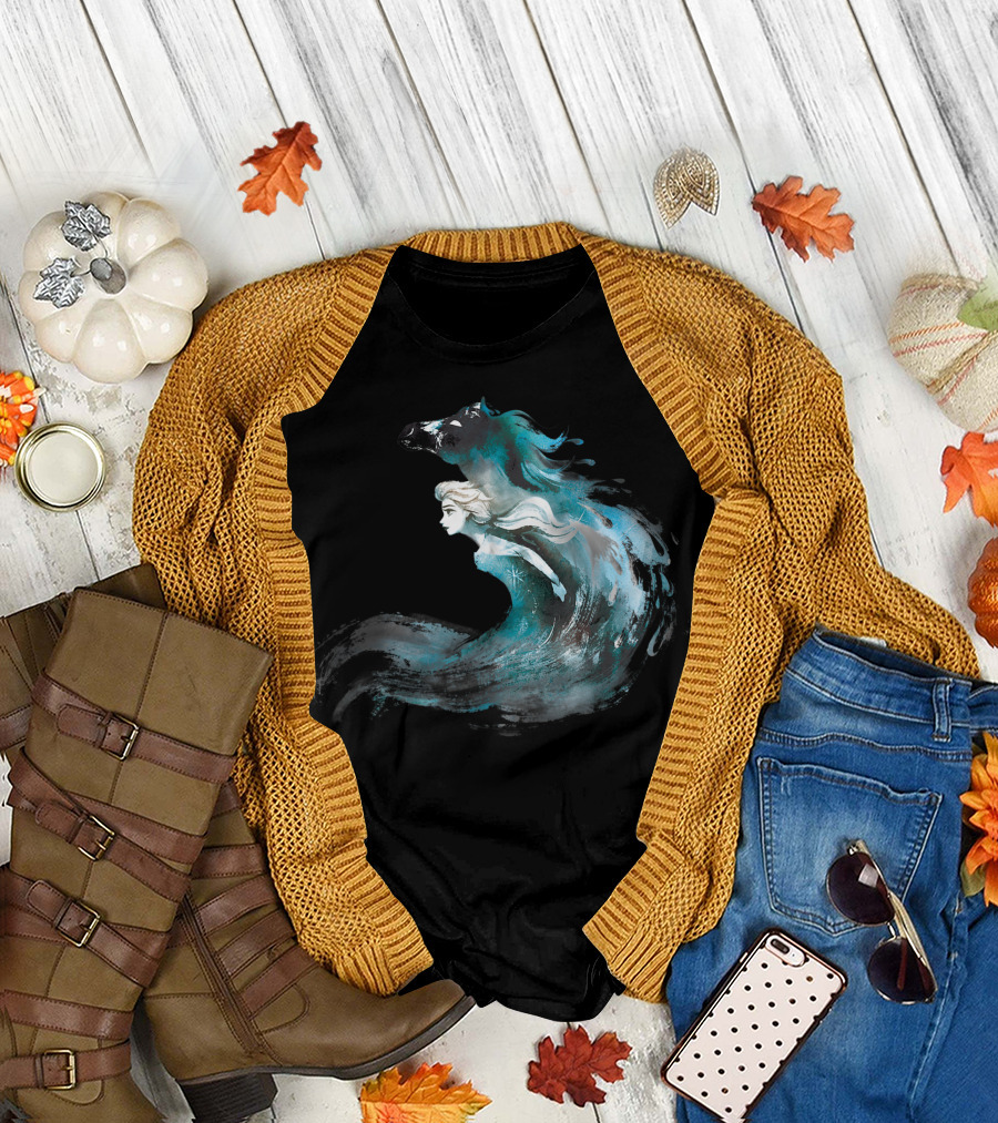 Elsa and The Nokk Water Horse Painting from Disney Frozen 2 T-Shirt
