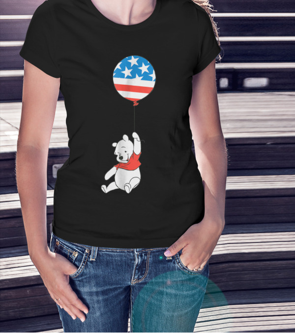 Disney Winnie The Pooh Americana Stars And Stripes Balloon T-Shirt