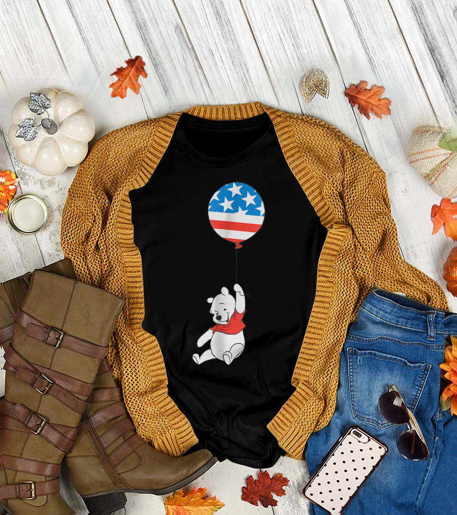 Disney Winnie The Pooh Americana Stars and Stripes Balloon T-Shirt