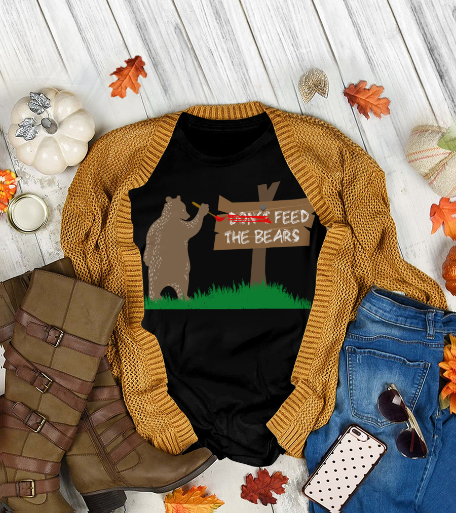 Feed The Bears Camping Bear Painting Sign T-Shirt