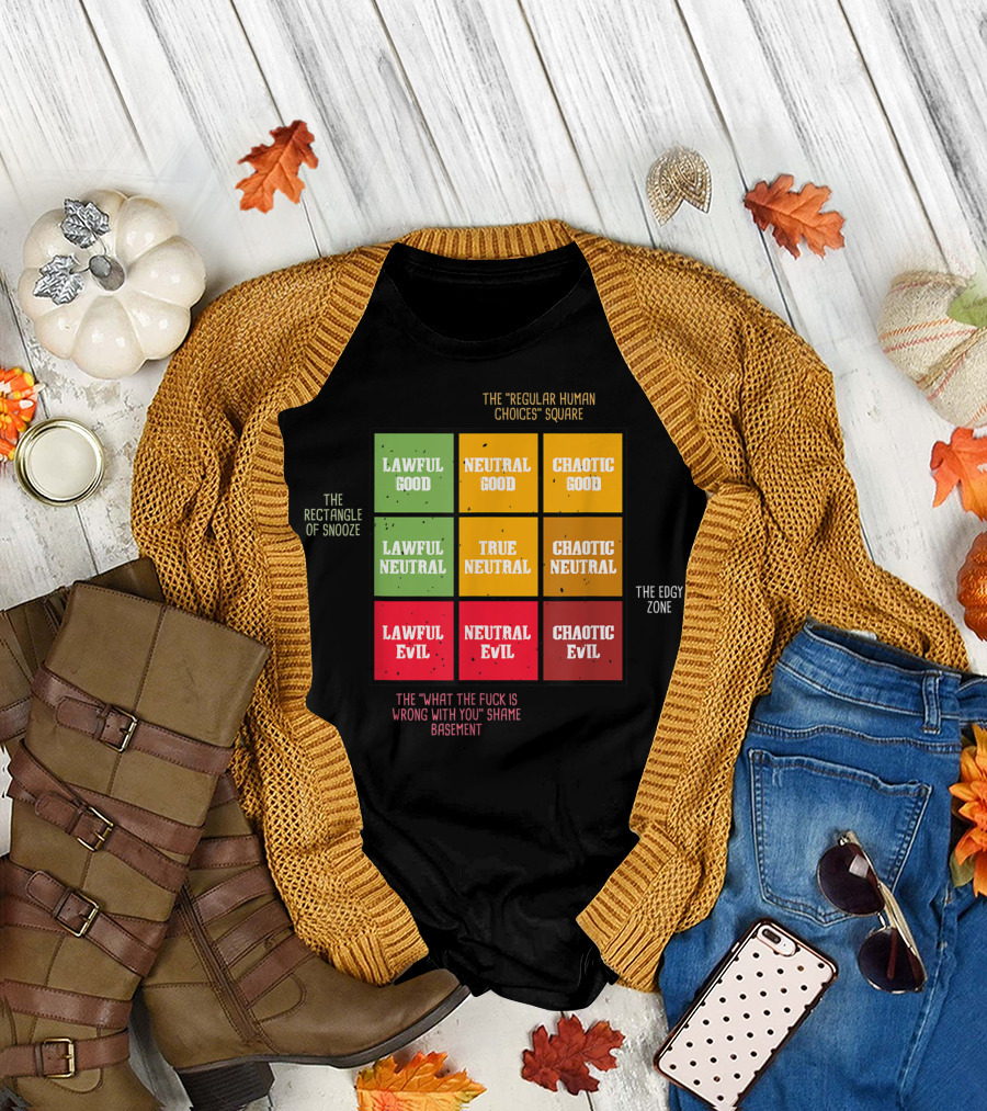 Dungeon Dragons Gaming Alignment Chart with D20 Dice Choices T-Shirt