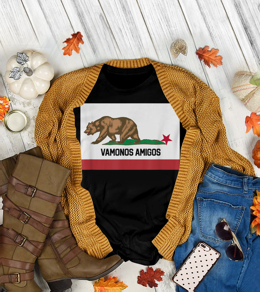 Vamonos Amigos California Bear Flag Pun T-Shirt
