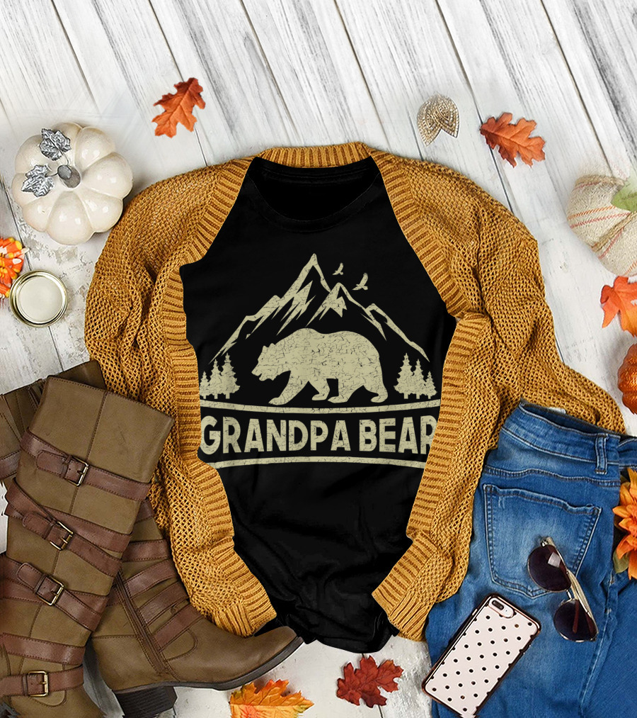 Grandpa Bear Bear Matching Family Camping Mountain Adventure T-Shirt