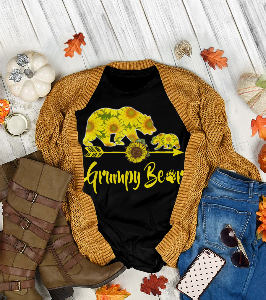 Grumpy Bear Sunflower Arrow Mother Father T-Shirt