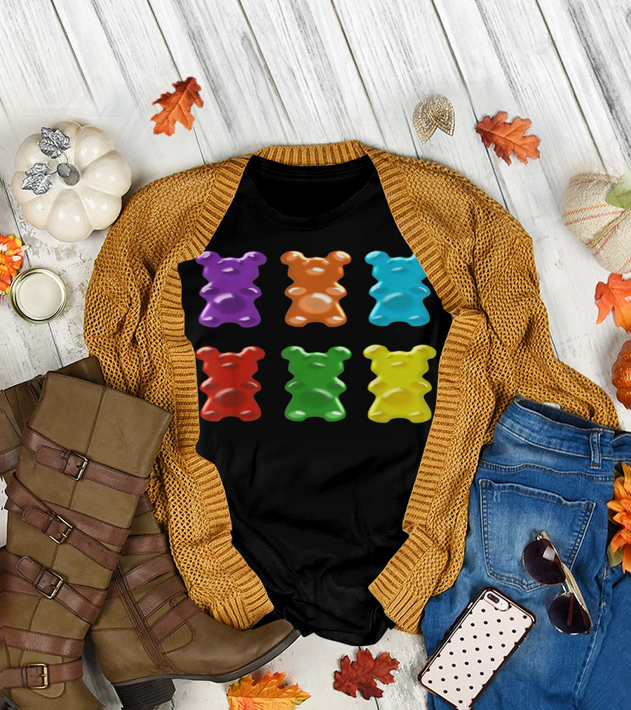 Multicolored Gummy Gummi Bears Candy Delight T-Shirt