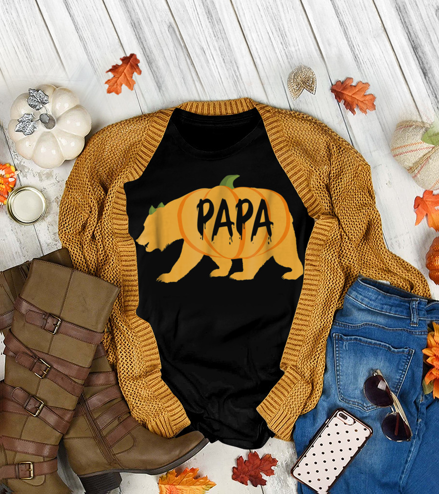 Halloween Papa Bear Pumpkin Fathers Papa T-Shirt