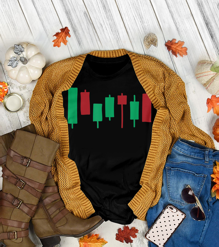 Hand Drawn Cartoon Investor Candlestick Chart Stock Forex Market Trader T-Shirt
