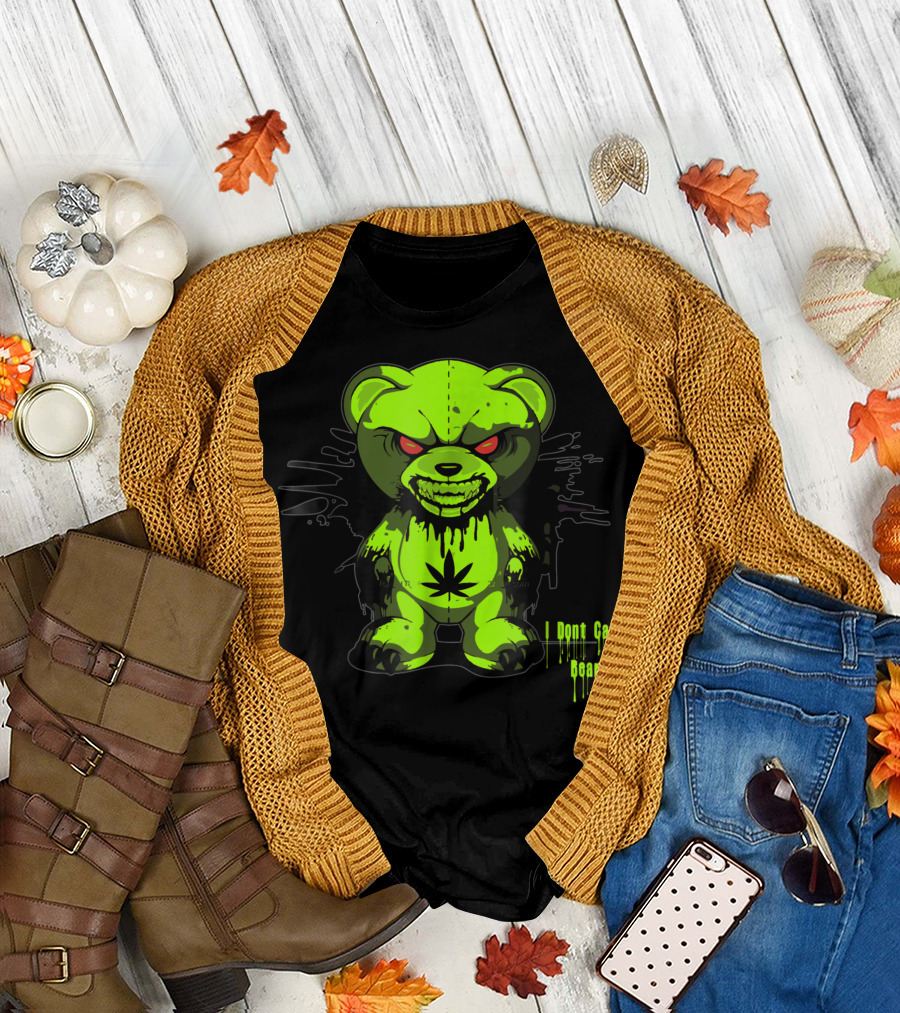 I Dont Care Evil Bear Green Grin Popular T-Shirt