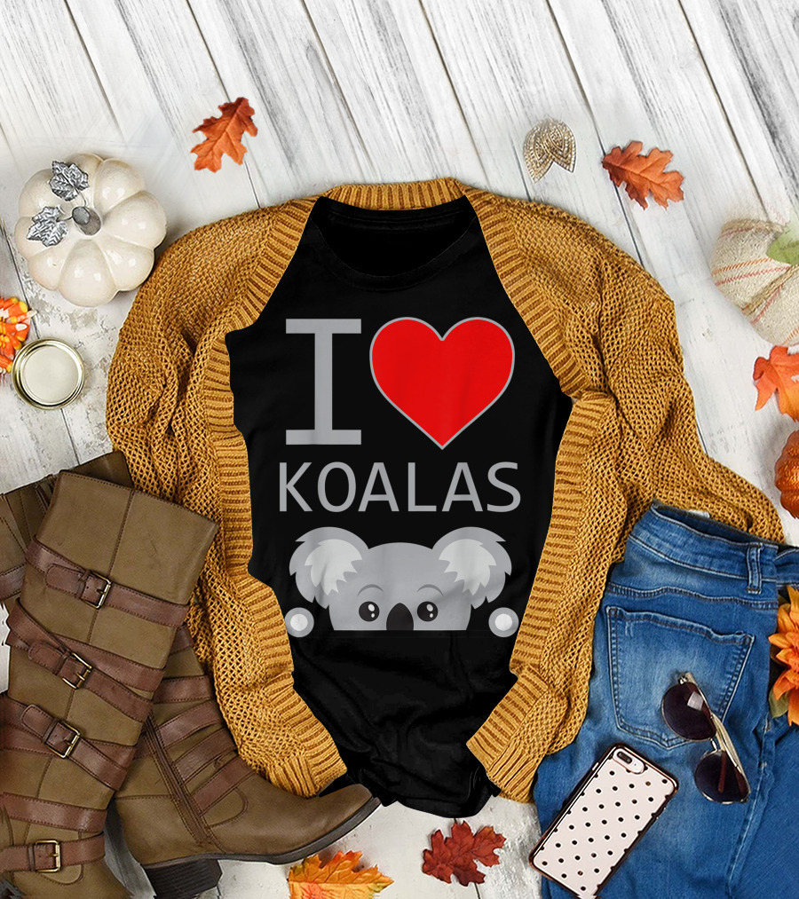 I Heart Koalas Cute Peeking Koala T-Shirt