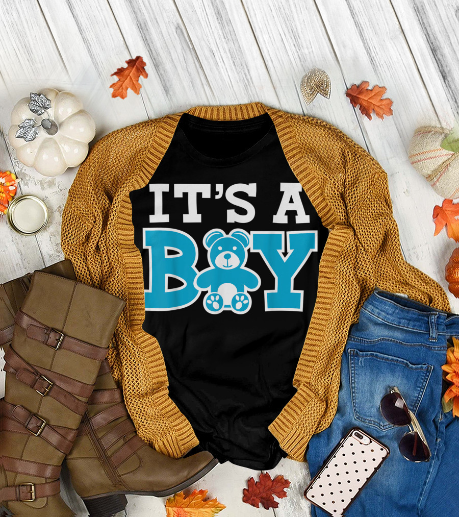 It's A Boy Bear Gender Reveal Baby Shower Party T-Shirt