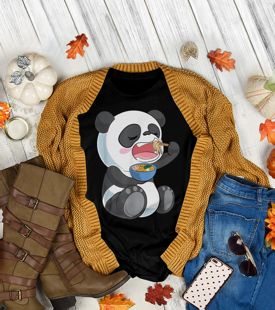 Japanese Ramen Eating Panda Bear T-Shirt