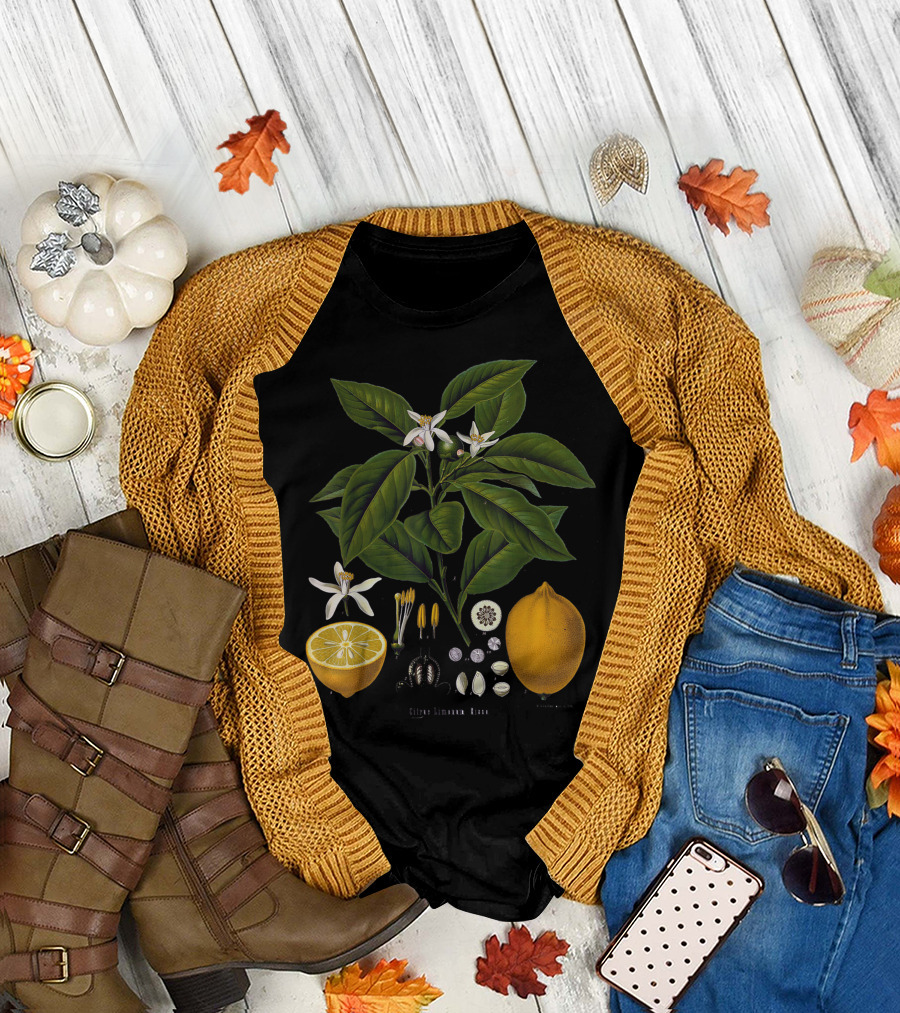 Lemon Plant Citrus Sinensis Botanical Fruit Tree for Gardeners T-Shirt